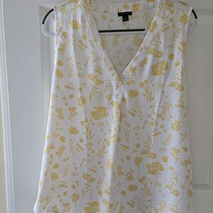 Ann Taylor Yellow Floral Blouse - White